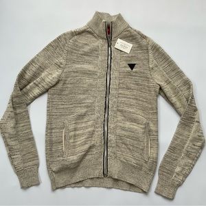 Guess Men’s Full Zip Sweater Light Colored